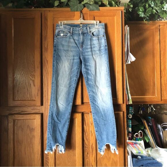 7 For All Mankind Roxanne Ankle Jeans Raw Hem - 26 - Picture 2 of 13